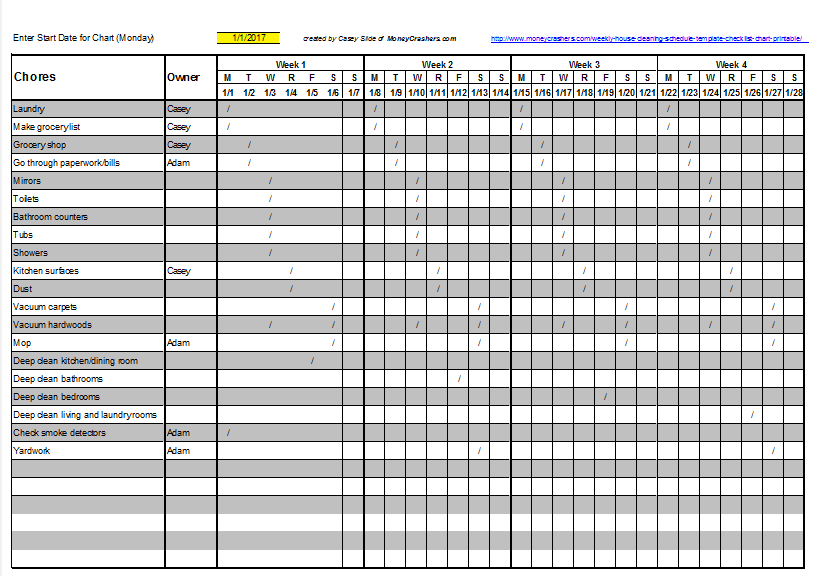 6 Free Cleaning Schedule Templates in MS Word and MS Excel