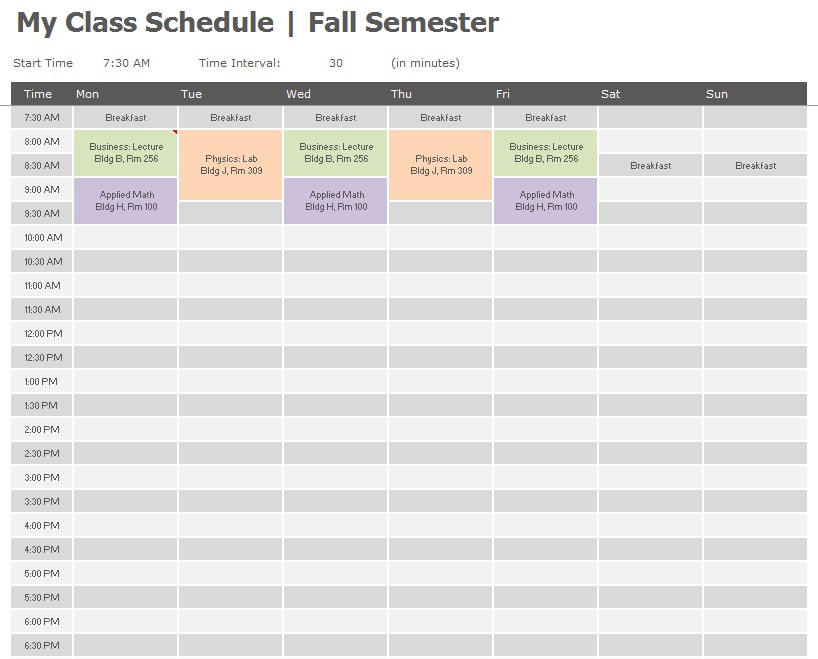 10 Free Course Schedule Templates In MS Word And MS Excel 10 Free Course Schedule Templates In MS Word And MS Excel