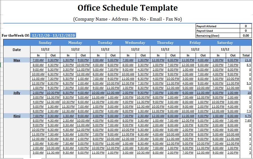 15 Free Office Schedule Templates In MS Word And MS Excel 15 Free Office Schedule Templates In MS Word And MS Excel