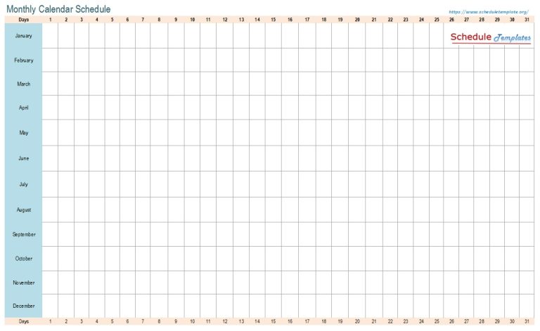 9 Free Monthly Calendar Schedule Templates in MS Word and MS Excel